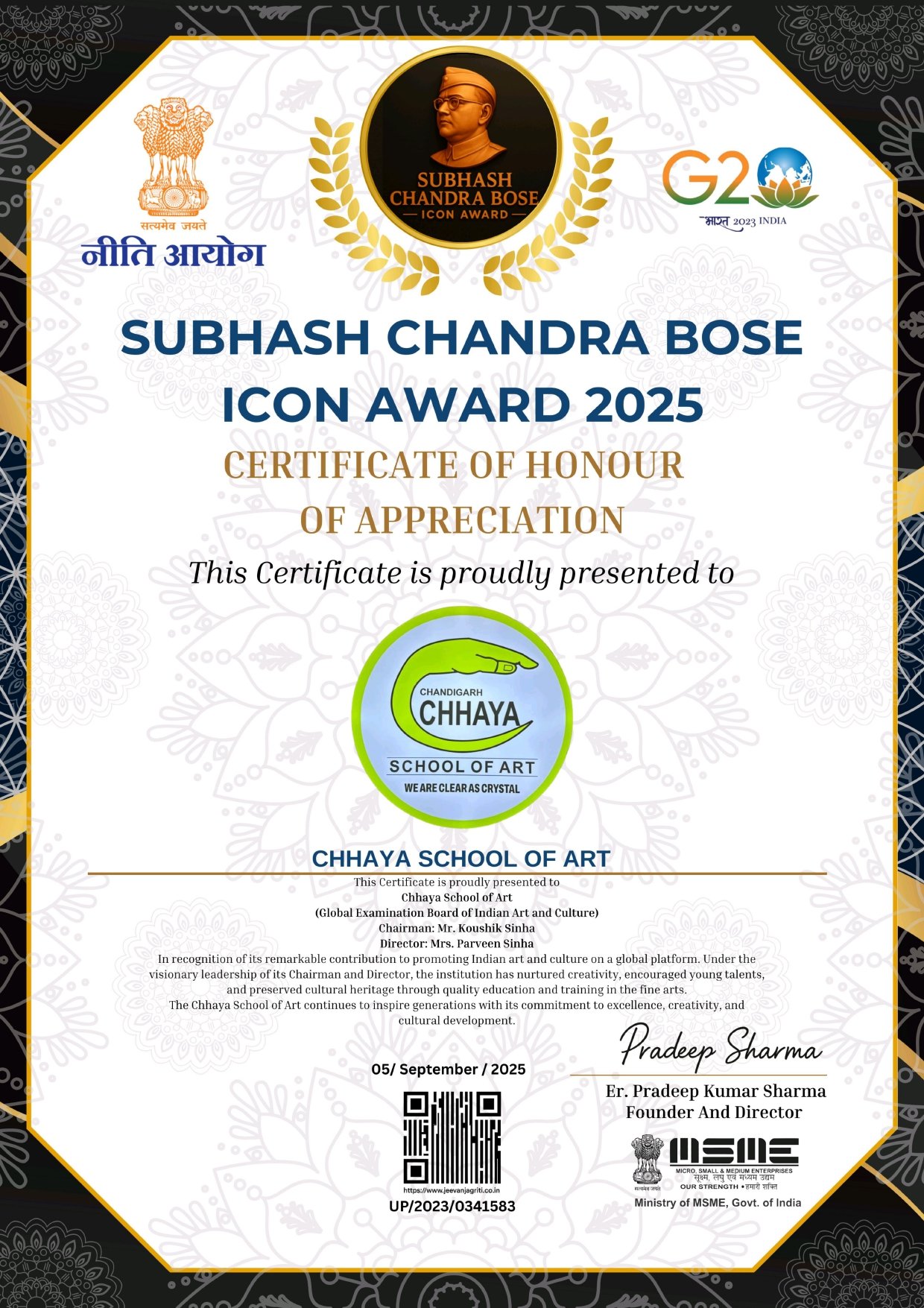 Subhash Chandra Bose Icon Award 2025